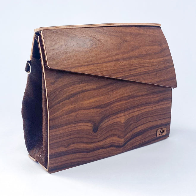 Wooden Curved Cross-Body Bag Rosewood Santos