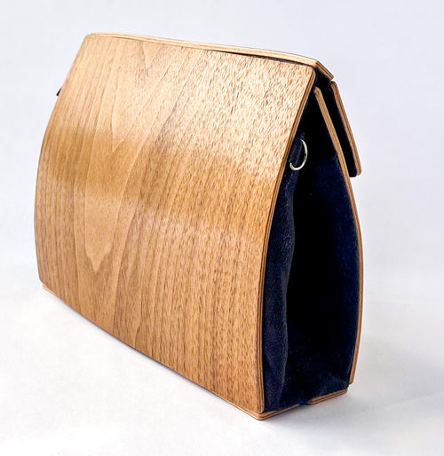 Wooden Curved Cross-Body Bag Walnut