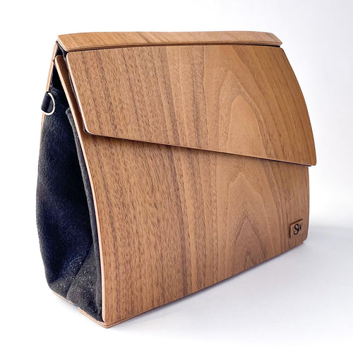 Wooden Curved Cross-Body Bag Walnut